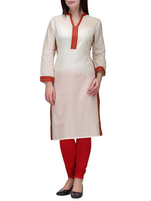 cream cotton kurta - 9841754 - Very Small Image - 1