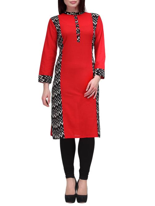 red cotton kurta - 9841756 - Very Small Image - 1
