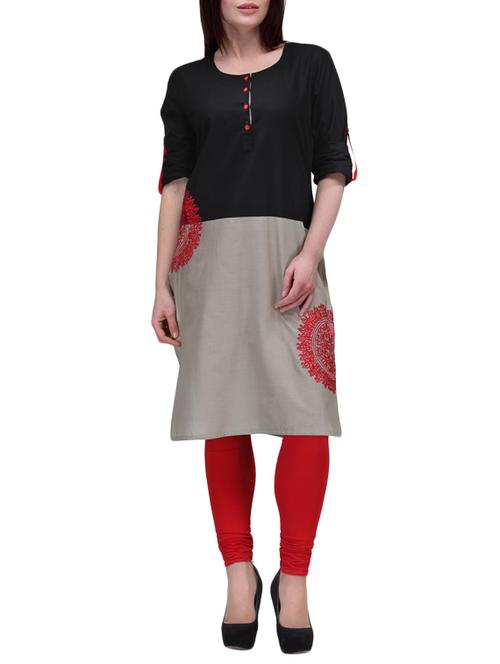 black cotton kurta - 9841776 - Very Small Image - 1