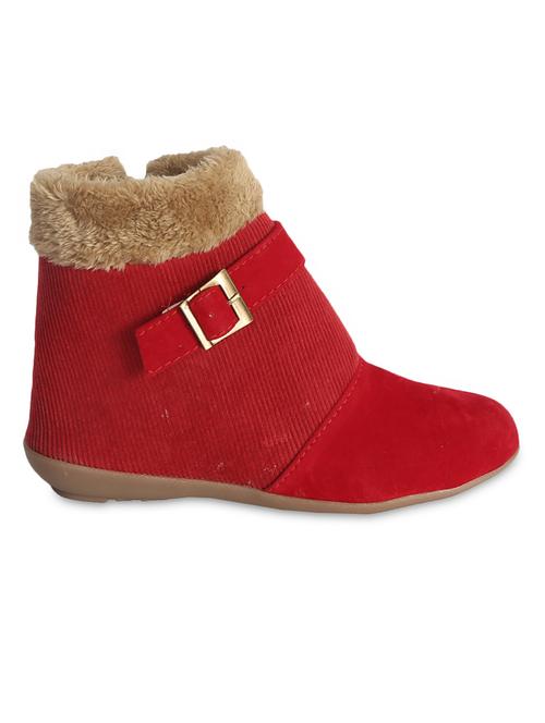 red velvet ankle length boots - 9843370 - Very Small Image - 1