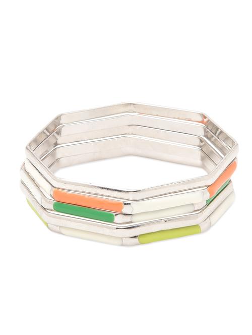 silver multi metal alloy, enamel bangles - 9853540 - Very Small Image - 1