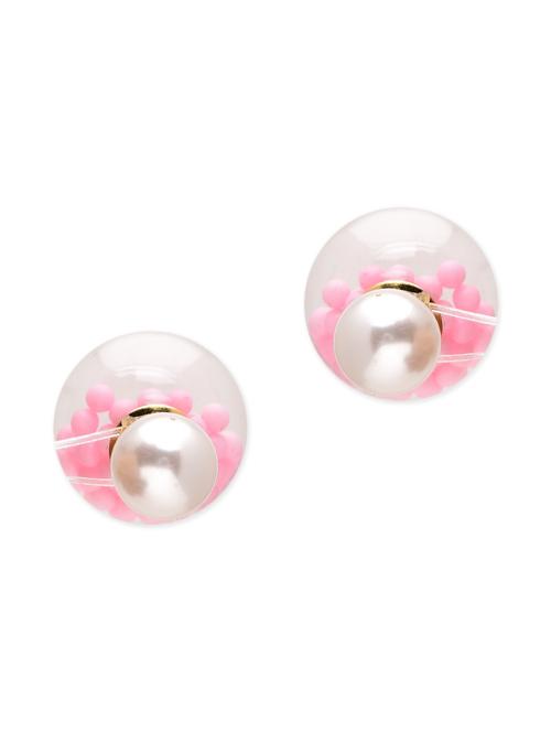 pink, gold metal alloy, glass earrings - 9853625 - Very Small Image - 1