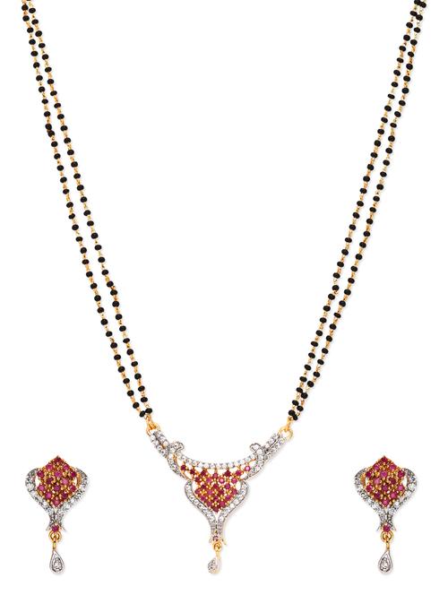 gold, black metal alloy,beads,precious stone mangalsutra - 9853738 - Very Small Image - 1