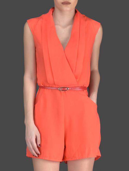 orange overlap neck romper - 985895 - Very Small Image - 1
