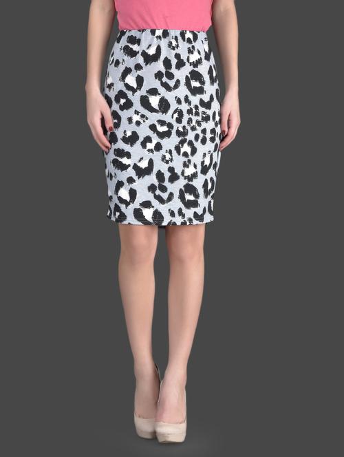 grey animal print poly cotton short skirt - 985897 - Very Small Image - 1