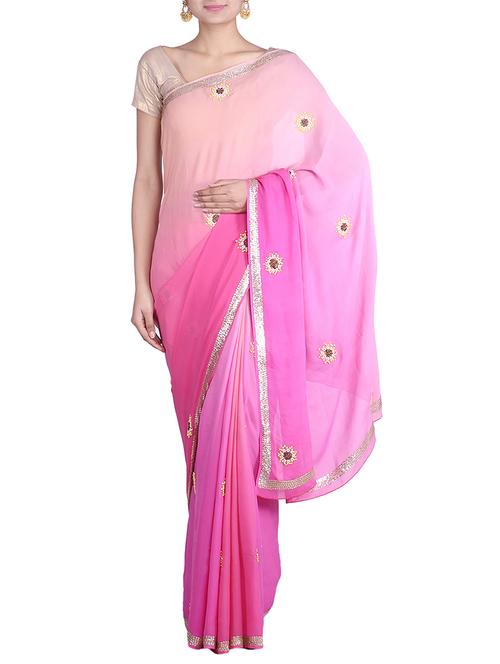 BLUE color chiffon Saree - 9861045 - Very Small Image - 1