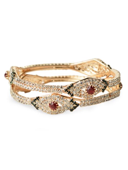 golden metal alloy crystal embedded bangles (set of 2) - 986138 - Very Small Image - 1