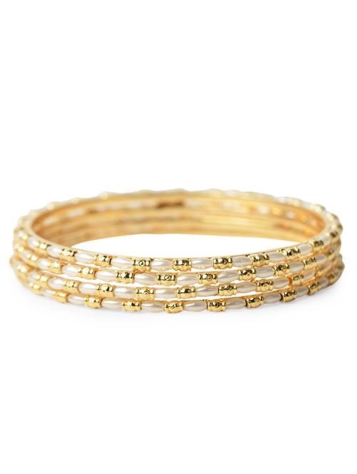 golden synthetic pearl embellished bangles (set of 4) - 986139 - Very Small Image - 1