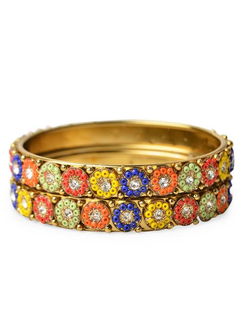 multicolored seed beads embellished metal alloy bangles (set of 2) - 986140 - Very Small Image - 1