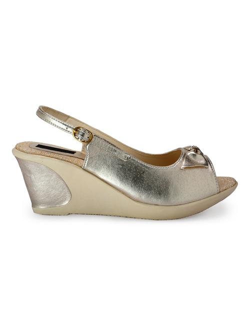 Gold Leather Wedges. - 9862441 - Very Small Image - 1