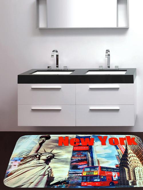 multicolor microfiber printed long bath mat - 9864284 - Very Small Image - 1