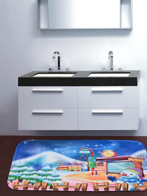 multicolor microfiber printed long bath mat - 9864296 - Very Small Image - 1