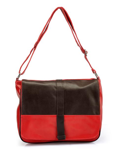 brown, red leatherette sling bag - 9865196 - Very Small Image - 1