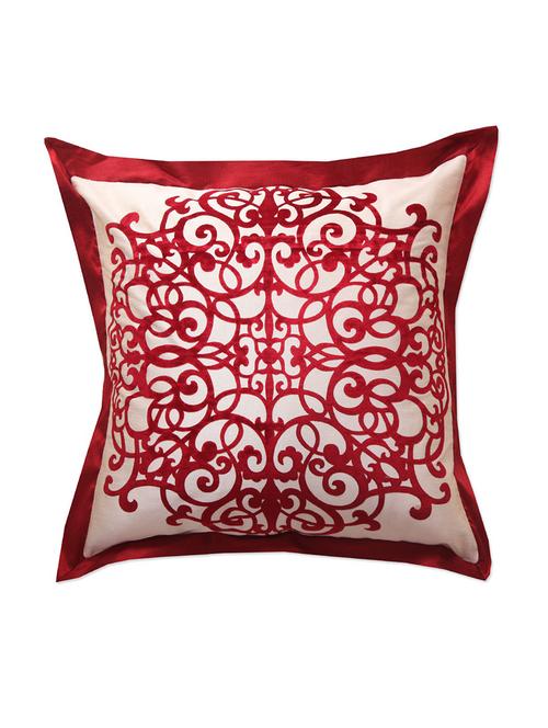 beige &maroon cotton cushion cover - 9865359 - Very Small Image - 1
