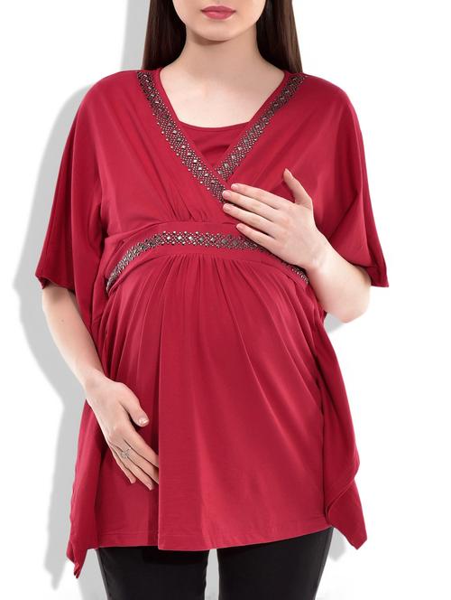 metallic rhinestone embellished nursing top with inner nursing layer - 9865700 - Very Small Image - 1