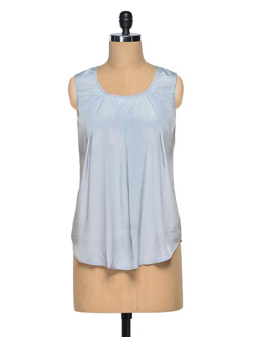light grey poly crepe plain top - 986911 - Very Small Image - 1