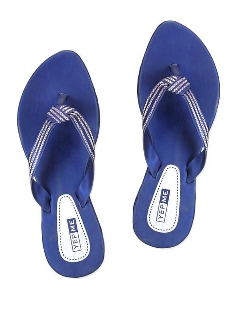 Leatherette Metallic Blue Stripe Sandals - 987118 - Very Small Image - 1