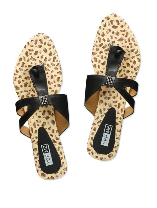 Leatherette Black Toe Separator Sandals - 987241 - Very Small Image - 1