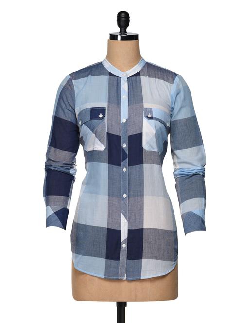 blue checks long sleeve shirt - 988492 - Very Small Image - 1