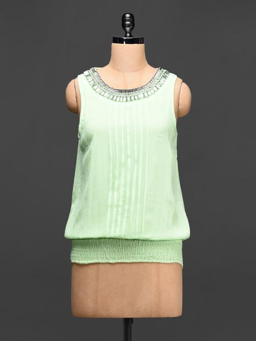 embellished chiffon pintuck top - 988629 - Very Small Image - 1