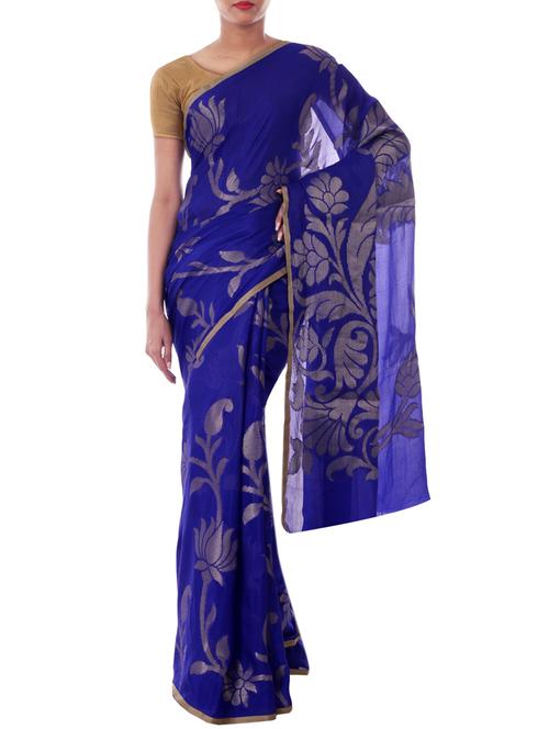 royel blue georgette saree - 9886647 - Very Small Image - 1