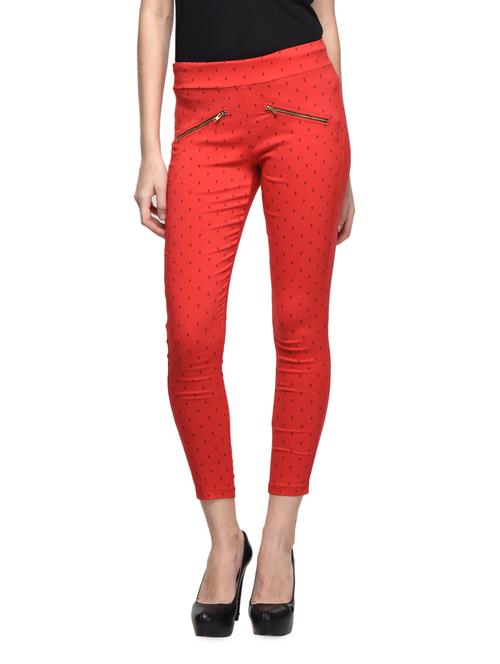 red lycra fitted jeggings - 988775 - Very Small Image - 1