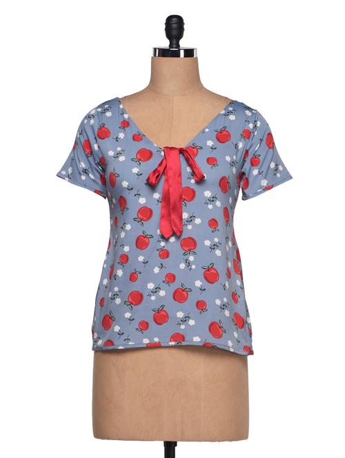 apple print knot top - 988793 - Very Small Image - 1
