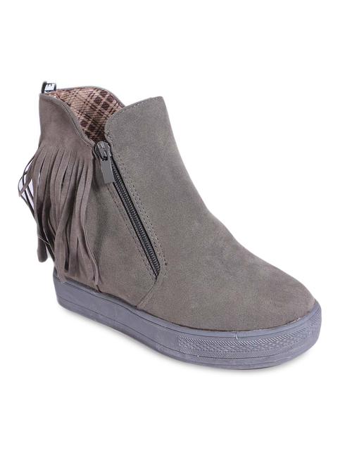 grey fringed leather boots - 9889210 - Very Small Image - 1