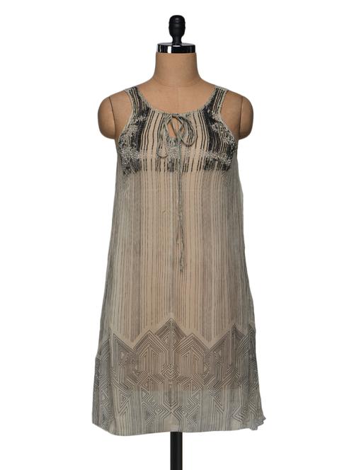 Grey sheer embroidered chiffon dress - 989284 - Very Small Image - 1