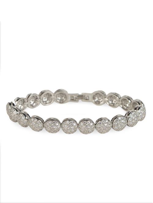 elegant silver round crystal studded bracelet - 989571 - Very Small Image - 1