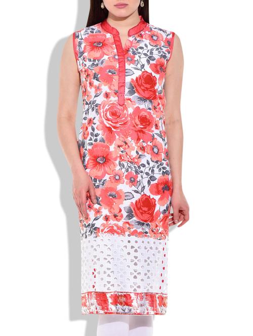 white- multi colored cotton printed kurta - 9899313 - Very Small Image - 1