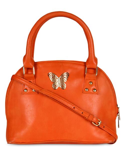 orange leatherette handbag with sling - 9900217 - Very Small Image - 1