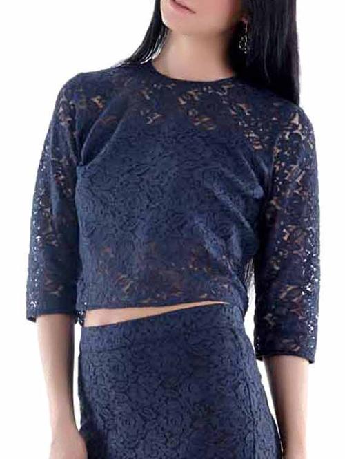 blue lace crop top - 990040 - Very Small Image - 1