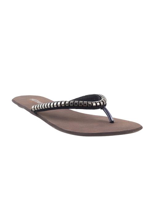 black leatherette toe separator sandals - 9900510 - Very Small Image - 1