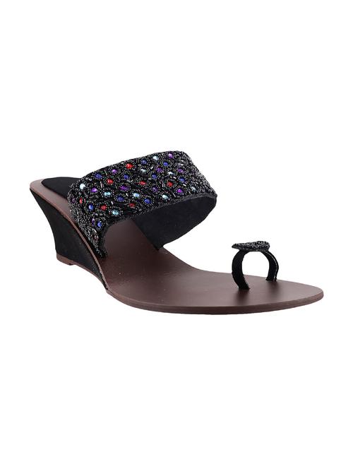 black leatherette wedge - 9901031 - Very Small Image - 1
