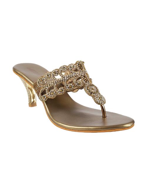 gold leatherette toe separator sandal - 9901083 - Very Small Image - 1