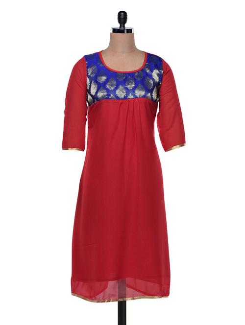 georgette pleated kurta - 990196 - Very Small Image - 1