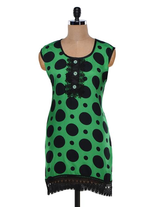 viscose polka dots kurta - 990222 - Very Small Image - 1
