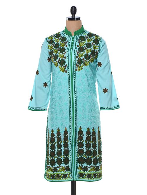 cotton embroidered kurta - 990300 - Very Small Image - 1