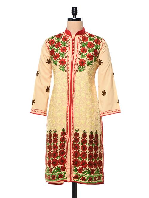 cotton embroidered kurta - 990305 - Very Small Image - 1