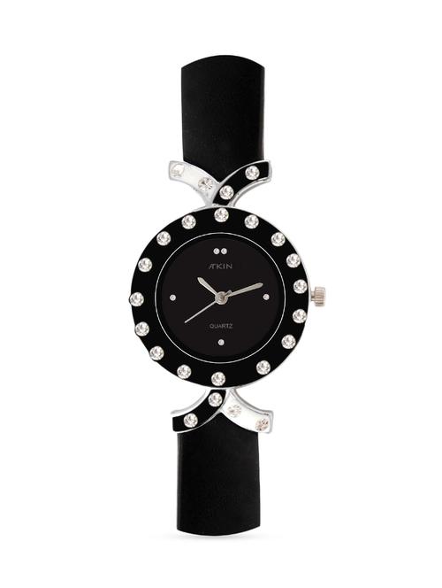 black leatherette wrist watch - 9903056 - Very Small Image - 1