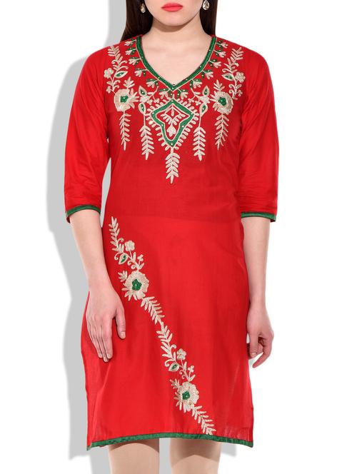 embroidered straight Kurta - 9907963 - Very Small Image - 1