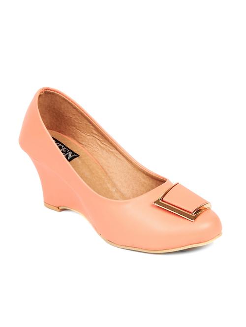 orange leatherette wedges - 9908765 - Very Small Image - 1