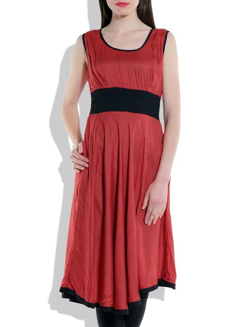 red colored, rayon kurta - 9911857 - Very Small Image - 1