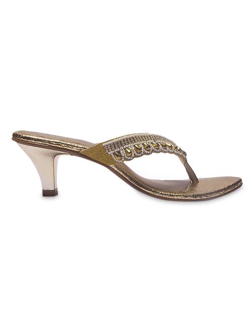 gold leatherette toe separator sandal - 991427 - Very Small Image - 1