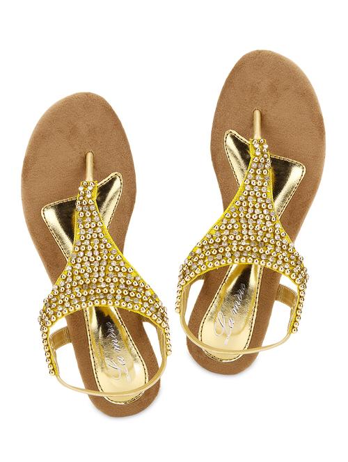 gold leatherette sandals. - 9933687 - Very Small Image - 1