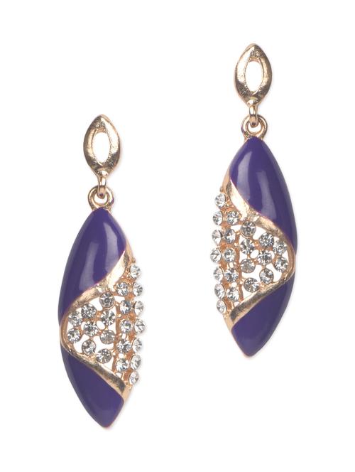 purple diamond studded party earrings - 993964 - Very Small Image - 1