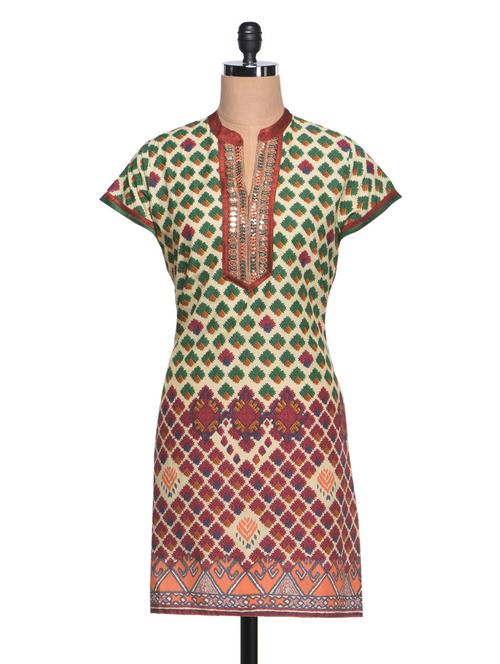 beige cotton straight kurta - 994162 - Very Small Image - 1