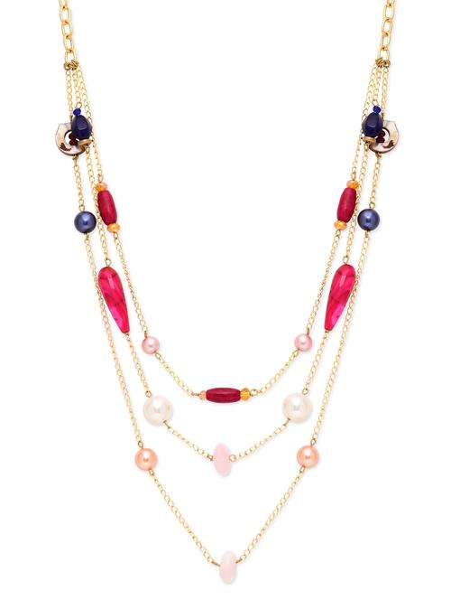 multicolored stone studded layered necklace - 9946979 - Very Small Image - 1