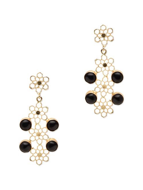 black onyx studded floral mesh earrings - 9947307 - Very Small Image - 1